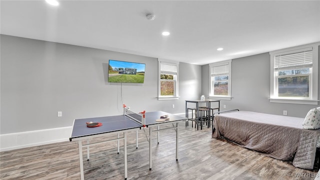 bedroom with wood-type flooring