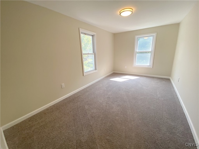 carpeted spare room featuring a wealth of natural light