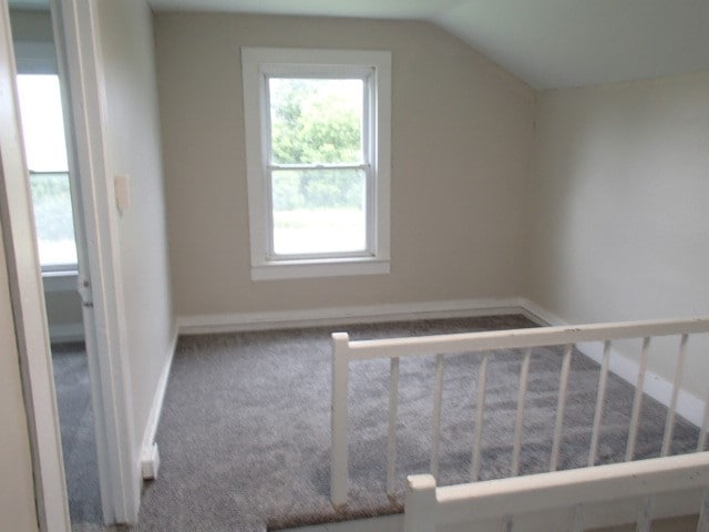 bonus room featuring carpet flooring and vaulted ceiling