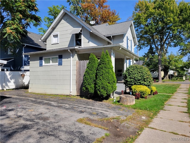 view of home's exterior with covered porch