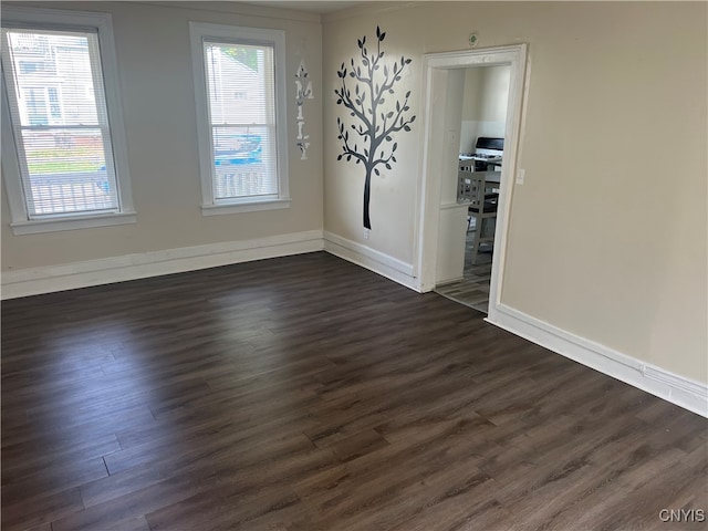 empty room with dark hardwood / wood-style floors