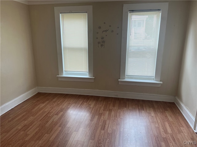 spare room with wood-type flooring