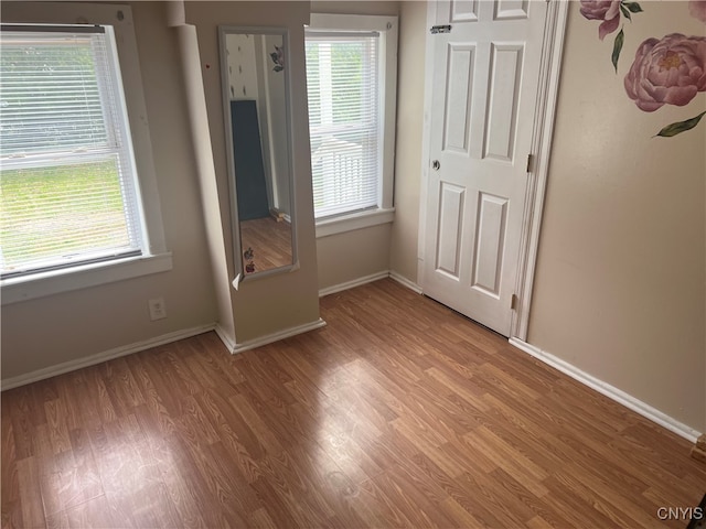 spare room featuring light hardwood / wood-style floors