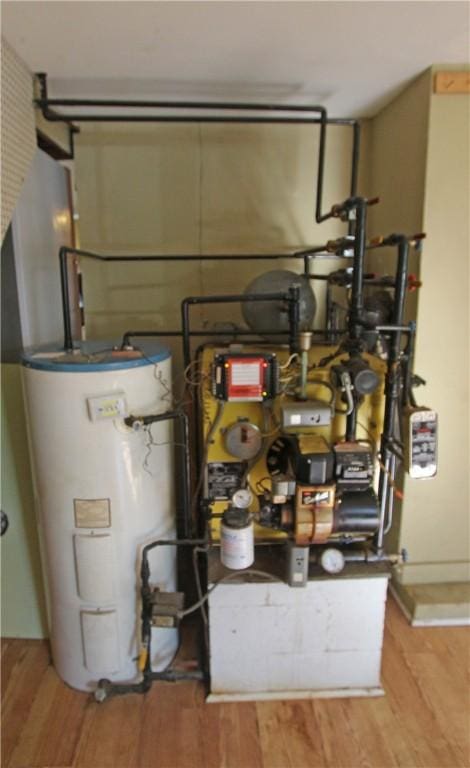 utility room featuring electric water heater