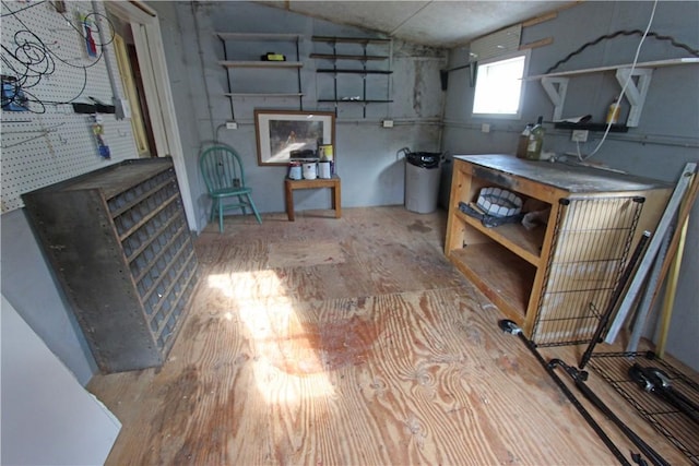 below grade area featuring a workshop area