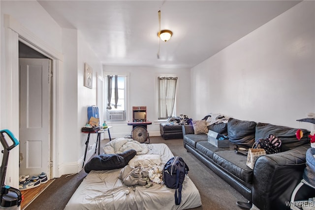 living room featuring carpet