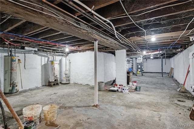 basement with water heater