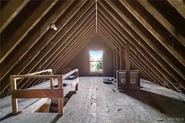 view of unfinished attic