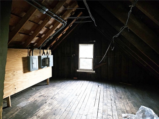 attic with electric panel