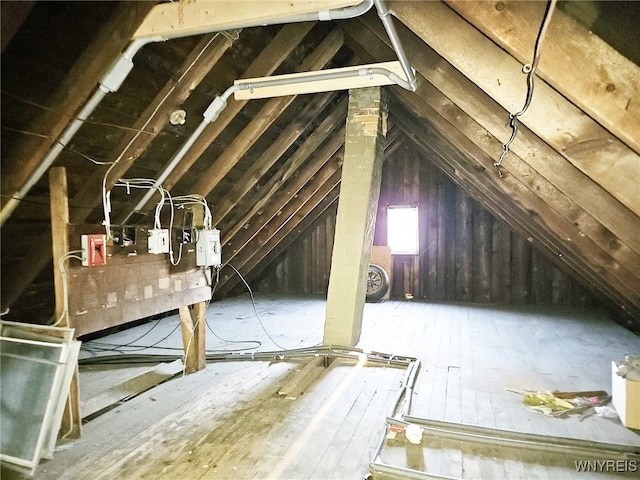 view of unfinished attic