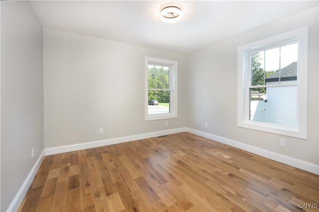 unfurnished room featuring light hardwood / wood-style flooring and plenty of natural light