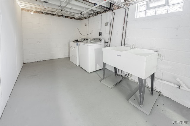 washroom with independent washer and dryer