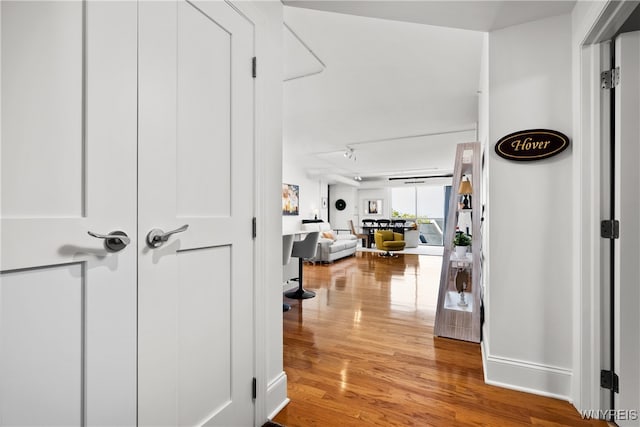 hallway featuring wood-type flooring