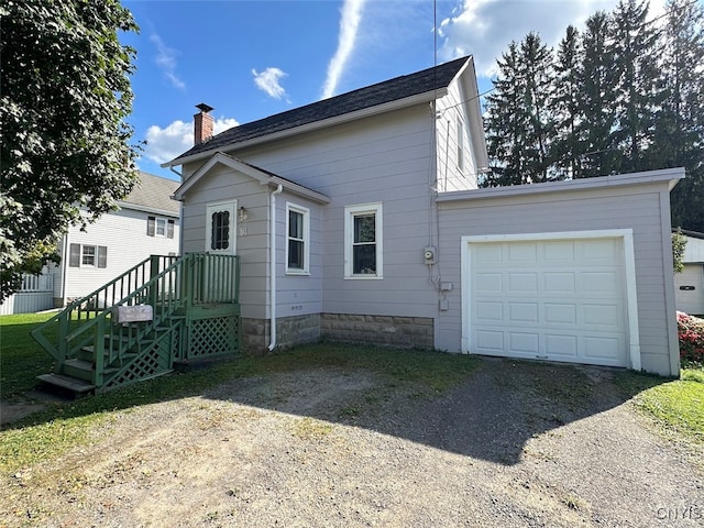 exterior space featuring a garage