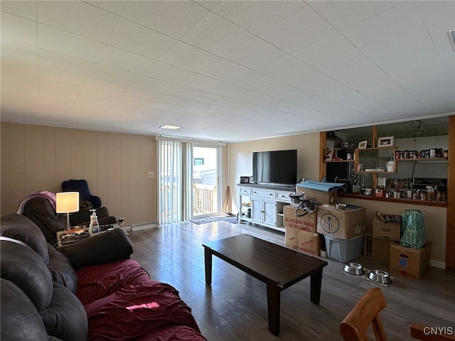 living room with hardwood / wood-style floors