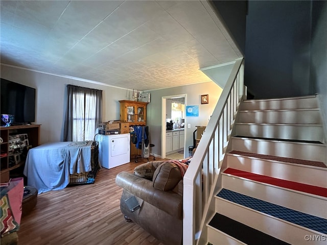 living room featuring wood-type flooring