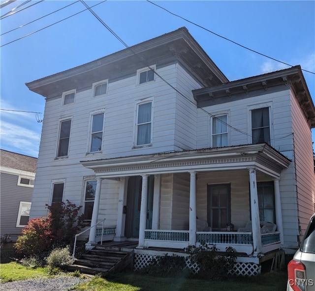 italianate home with a porch