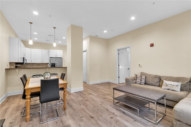 living room with light wood-type flooring