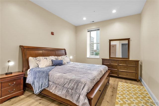 bedroom featuring light wood-type flooring