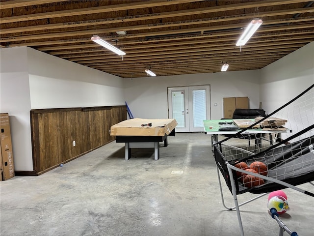 basement with french doors