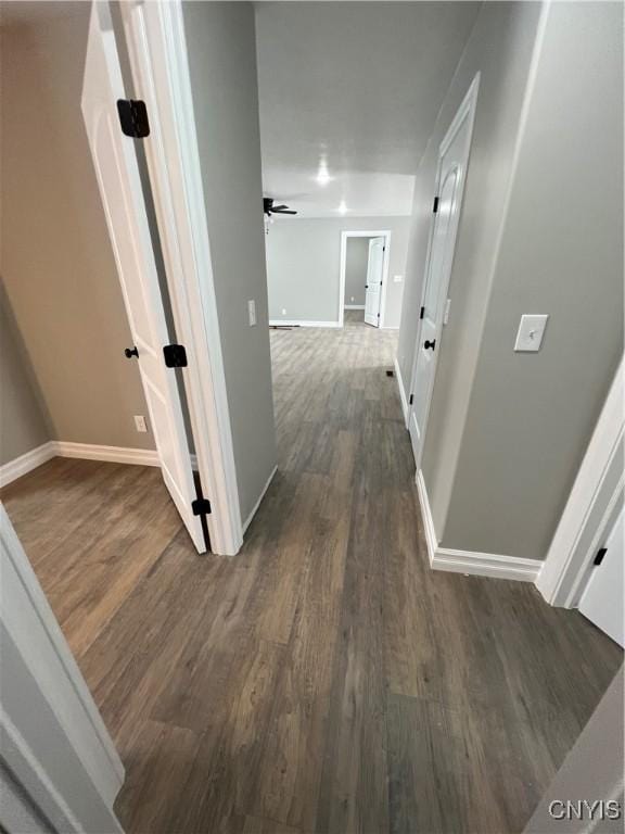 hall with dark hardwood / wood-style floors