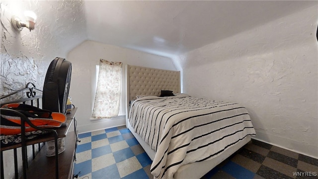 bedroom featuring vaulted ceiling