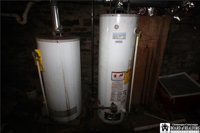 utility room with water heater