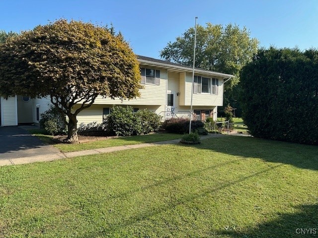 bi-level home featuring a front yard