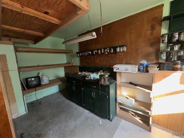 interior space featuring concrete floors