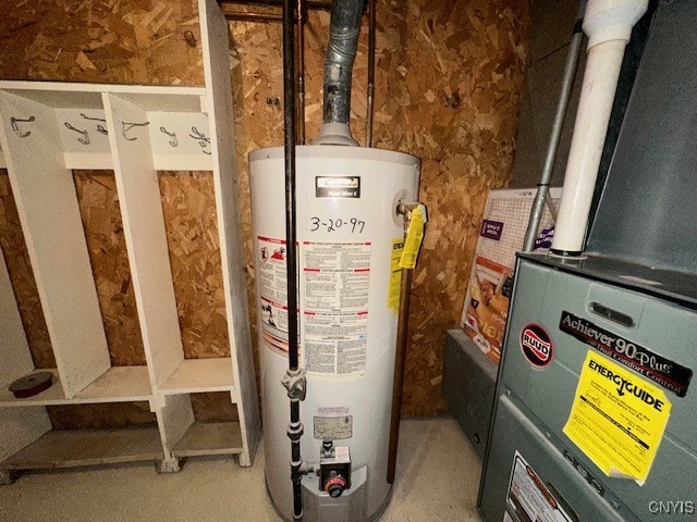 utilities featuring gas water heater and heating unit