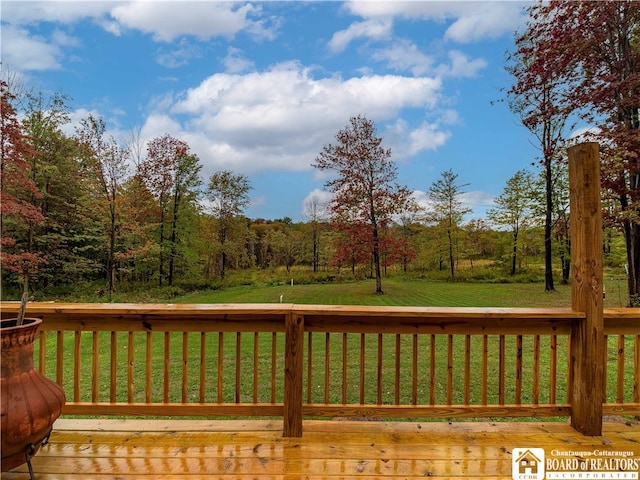 deck featuring a yard