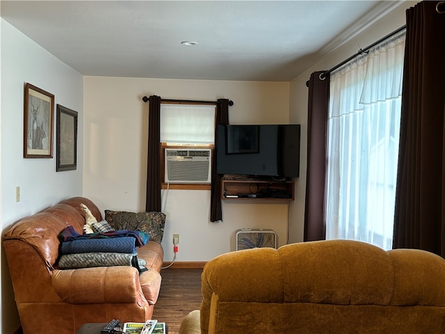 living room with hardwood / wood-style flooring