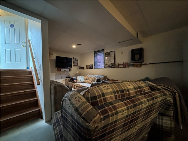 living room with carpet floors