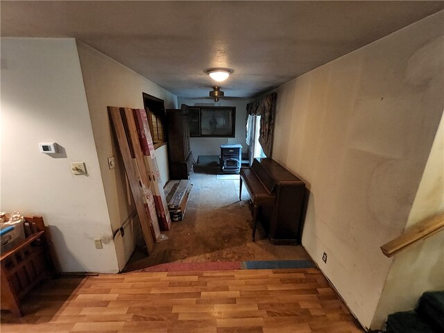 corridor with light wood-type flooring