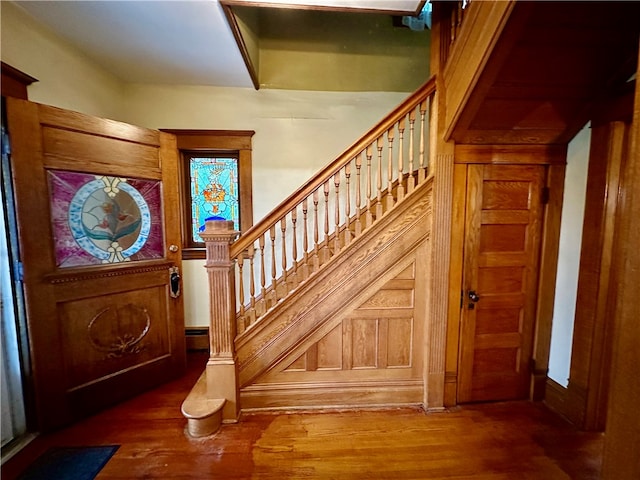 entrance foyer featuring dark hardwood / wood-style flooring