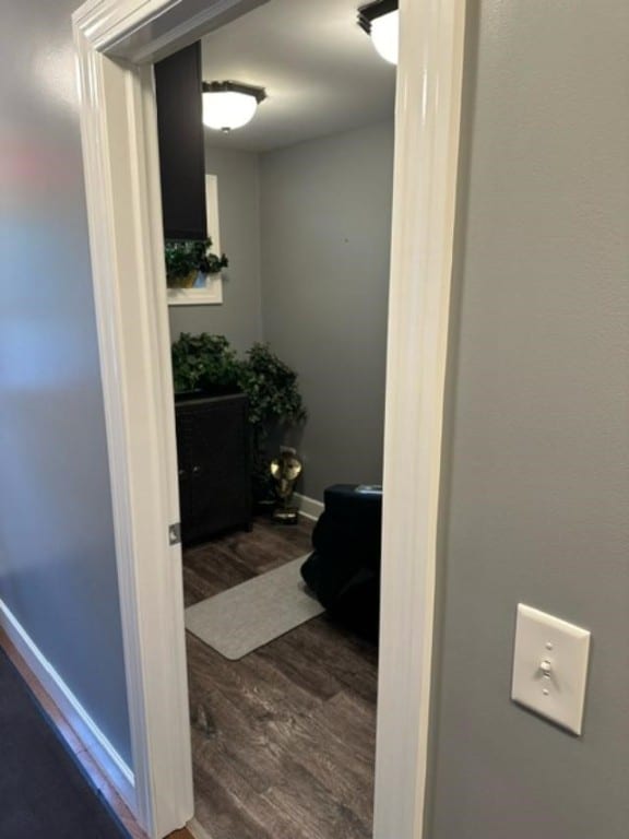 hall featuring dark hardwood / wood-style floors