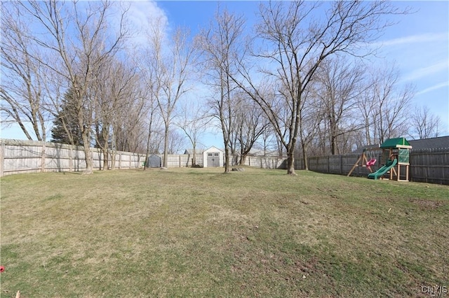 view of yard featuring a playground