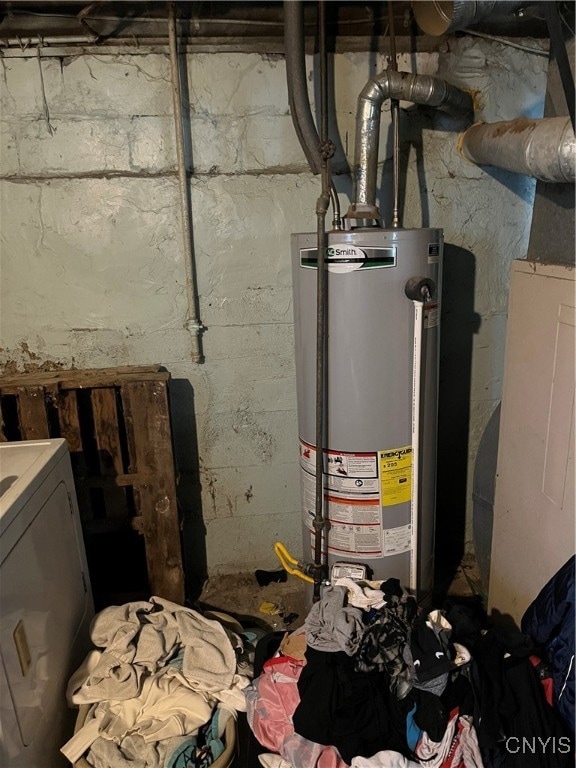 utility room with gas water heater