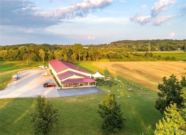 aerial view with a rural view