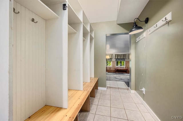 mudroom featuring light tile patterned floors