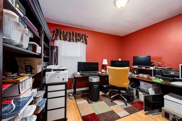 office area featuring wood-type flooring