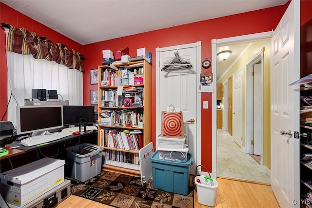 office space featuring hardwood / wood-style flooring