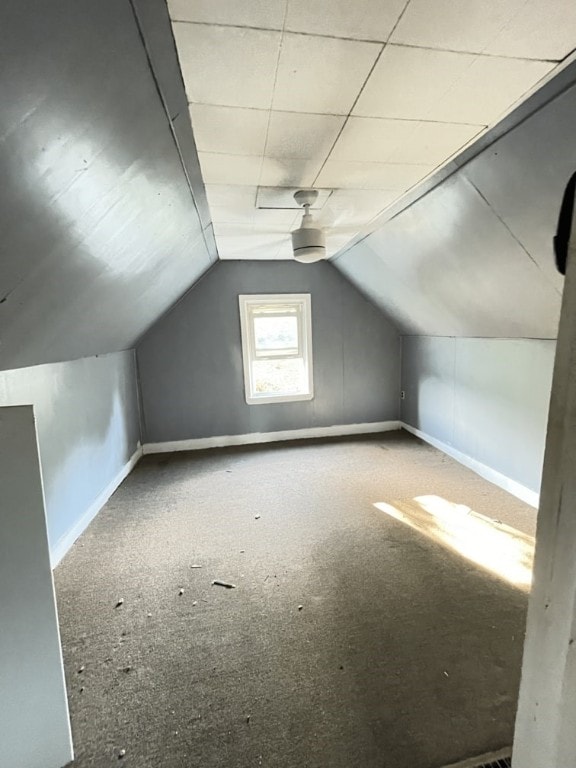 additional living space featuring lofted ceiling