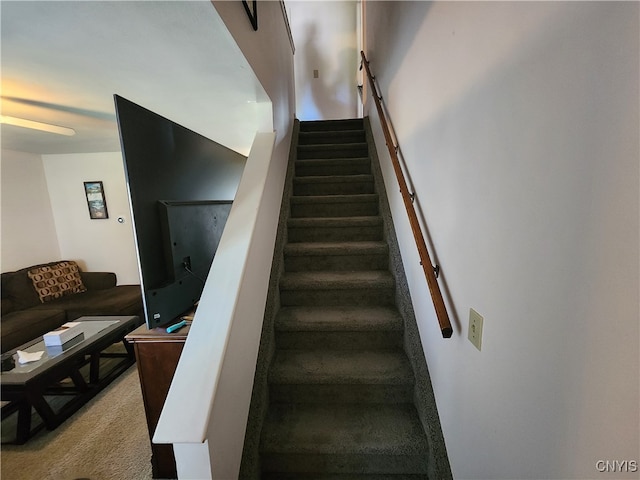 stairway with carpet floors