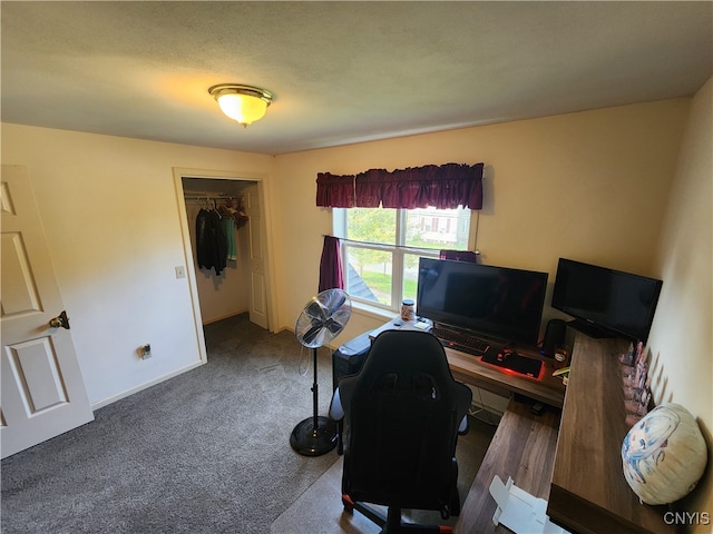 office featuring dark colored carpet