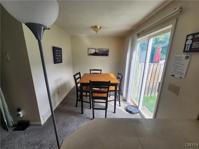 view of carpeted dining room