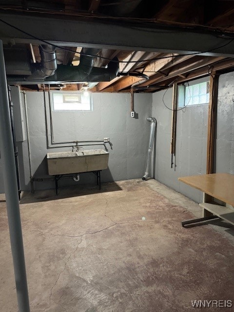 basement with sink