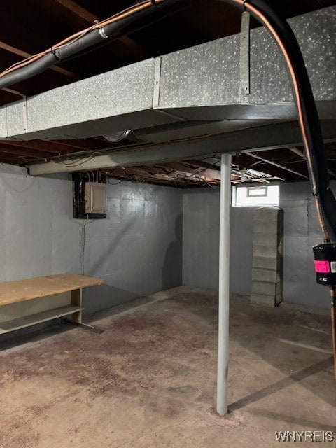 basement with electric panel