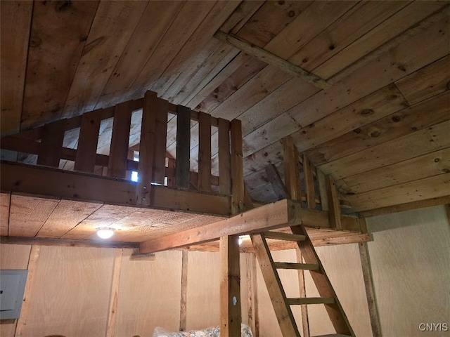 attic featuring electric panel