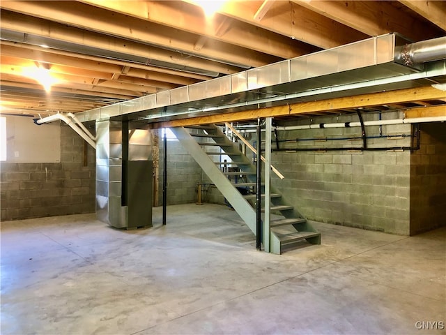 basement with heating unit